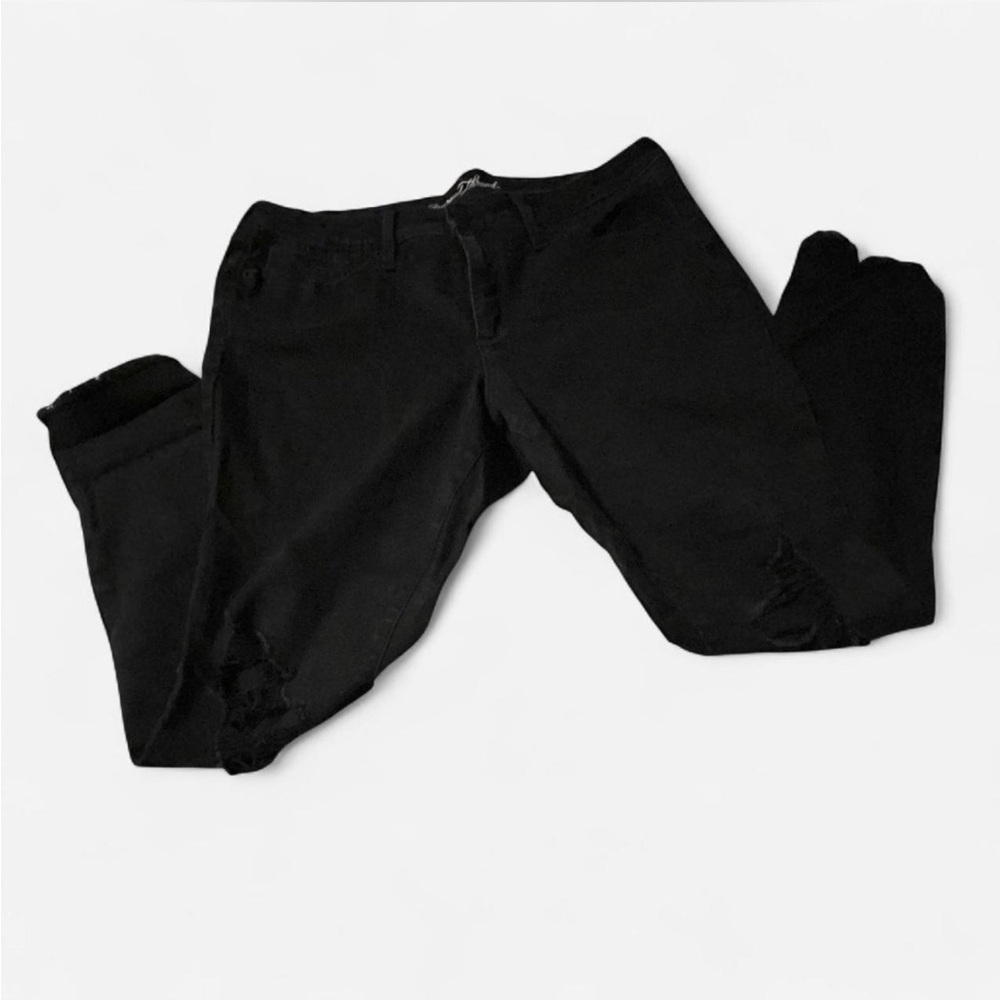 Universal Thread Black Skinny Jeans Distressed Hem, Sz 14/32R - Picture 6 of 8